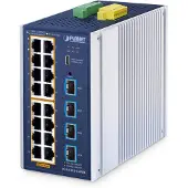 Planet ndustrial L2+ 16-Port 10/100/1000T 802.3at PoE + 4-Port 10G SFP+ Managed Ethernet Switch, Managed, L2+, Gigabit Ethernet (10/100/1000), Vollduplex, Power over Ethernet (PoE), Wandmontage