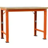 Manuflex Werkbank Profi Spezial, Tischplatte Kunststoff, 1250 x 700 mm, rotorange