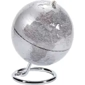 Troika Premium Mini-Globus ‚Galilei‘ – 13 cm Weltkugel mit Metallring silber