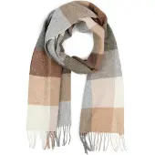 Profuomo Schal Wolle Karo Braun Grau Beige