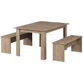 Vicco Esstisch Set Sentio Sonoma 137.6 x 92.8 cm mit 2 Bänken, Model 24610