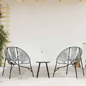 vidaXL Möbel Gartenstuhl-Set 3-tlg. Schwarz und Hellgrau Poly Rattan - Gartenstühle 4009294