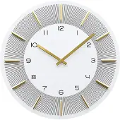 Nextime Quarzwanduhr 50x50cm weiß-gold Analoguhr aus MDF