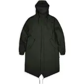 Rains - Lang, wasserfeste und winddichte Jacke &ndash; Unisex &ndash; Fishtail Parka W3 - Fishtail Parka W3 Green für Herren - Größe L - Grün