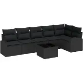 vidaXL Gartensofa-set Schwarz Poly-Rattan