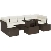 vidaXL Sofa Set 8 Stk. Braun und Creme Poly-Rattan