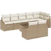 vidaXL Gartensofa-set 9 Stk. Beige und Creme Poly-Rattan