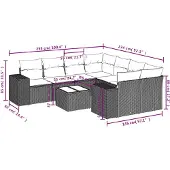 vidaXL 9-tlg. Garten-Sofagarnitur mit Kissen Schwarz Poly Rattan