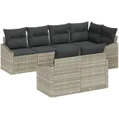 vidaXL Gartensofa-set 7 Stk. Hellgrau Poly-Rattan