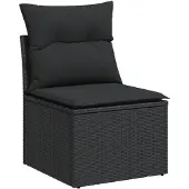 vidaXL 9-tlg. Garten-Sofagarnitur mit Kissen Schwarz Poly Rattan
