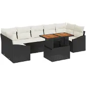 vidaXL Garten-Sofa-Set 8 stk. Schwarz und Beige