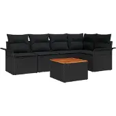 vidaXL Gartensofa-set 6 stk. 5-Sitzanzahl Schwarz Poly-Rattan