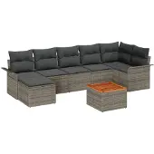 vidaXL Gartensofa-set 8 Stk. Grau Poly-Rattan