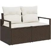vidaXL Sofa Set mit Kissen Braun Poly Rattan