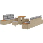 vidaXL Gartensofa-set 10 stk. Beige Poly-Rattan