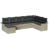 vidaXL Gartensofa-set 8 stk. Hellgrau Poly-Rattan