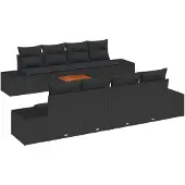 vidaXL Gartensofa-set 9 stk. Schwarz Poly-Rattan