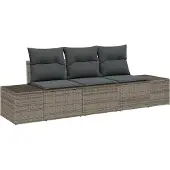 vidaXL Gartensofa-set 3 Stk. Grau Poly-Rattan