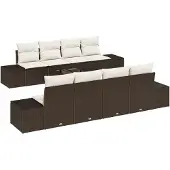 vidaXL Sofa Set 7 Stk. Braun und Creme [Synthetisch]: Poly Rattan