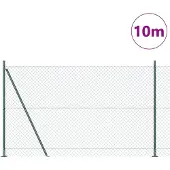 vidaXL Maschendrahtzaun mit Betonsockel 10 x 1,5 m Grün Netz