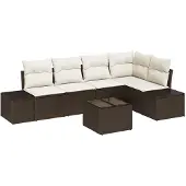 vidaXL Gartensofa-set mit Speicher Braun und Creme Poly-Rattan