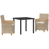 vidaXL Garten Essgruppe 3 Stk. Beige Poly-Rattan