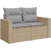 vidaXL Gartensofa-set 14 Stk. 11-Sitzanzahl Beige und Hellgrau