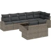 vidaXL Gartensofa-set 9 Stk. 8-Sitzanzahl Grau Poly-Rattan