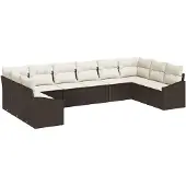 vidaXL Sofa Set 10 stk. Braun [Synthetisch]: Poly Rattan
