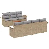 vidaXL Gartensofa-set mit Kissen 8 pcs Beige Poly-Rattan