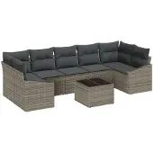 vidaXL Sofa Set 8 Stk. Grau Poly-Rattan