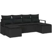 vidaXL Sofa Set 6 Stk. Schwarz Poly-Rattan
