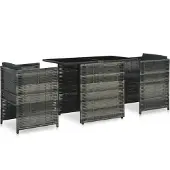vidaXL 5-tlg. Garten-Sofagarnitur mit Kissen Schwarz Poly Rattan