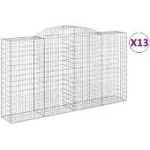 vidaXL Gabionen mit Hochbogen 13 Stk 300x50x160/180cm Verzinktes Eisen
