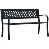 Helloshop26 - Gartenbank Terrassenmöbel 125 cm schwarzer Stahl