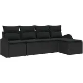 vidaXL Gartensofa-set 5 Stk. Schwarz Poly-Rattan
