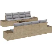 vidaXL Garten-Sofa-Set 8 Stk. Beige und Grau Poly-Rattan