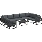 vidaXL Gartensofa-set 10 Stk. Schwarz Aluminium