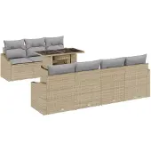 vidaXL Gartensofa-set 8 Stk. Beige und Hellgrau Poly-Rattan