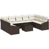 vidaXL Sofa Set 10 Stk. Braun [Synthetisch]: Poly Rattan