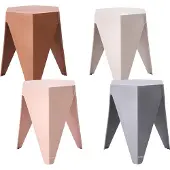 Beliani Gartenhocker Set 4-teilig Mehrfarbig Kunststoff Pastelltöne Garten Zusätzliche Sitzgelegenheit Stapelbar Modern Terrasse Fußhocker