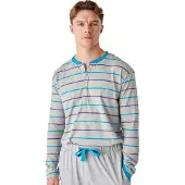 J&j Brothers Herren-Pyjama aus langärmeliger, halbgeschlossener Baumwolle JJBEP5500