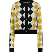 Mymo Strickjacke Damen Schwarz Weiss Mehrfarbig