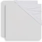 Jollein Spannbettlaken 2er-Pack Baumwolljersey 60x120cm, Weiß