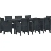 vidaXL Garten Essgruppe 9 stk. Anthrazit Polypropylen