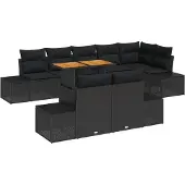 vidaXL Gartensofa-set 9 Stk. Schwarz Poly-Rattan
