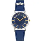 Versace Essential Damenuhr Blau Lederarmband