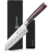 Paudin Santokumesser Universal Classic N16, 13 cm Edelstahlklinge mit Kullenschliff, Pakkaholzgriff