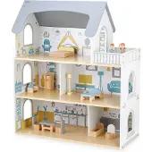 Mamabrum großes Holz-Puppenhaus für Kinder mit modernem Zubehör