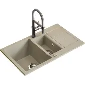 Bergström Spülbecken Seattle Beige 80 x 50 cm mit 2 Spülbecken & Trockenplatz, Model 57786